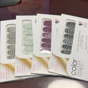 Color Street Nail Strips - Black, Blue, Purple, Silver Designs